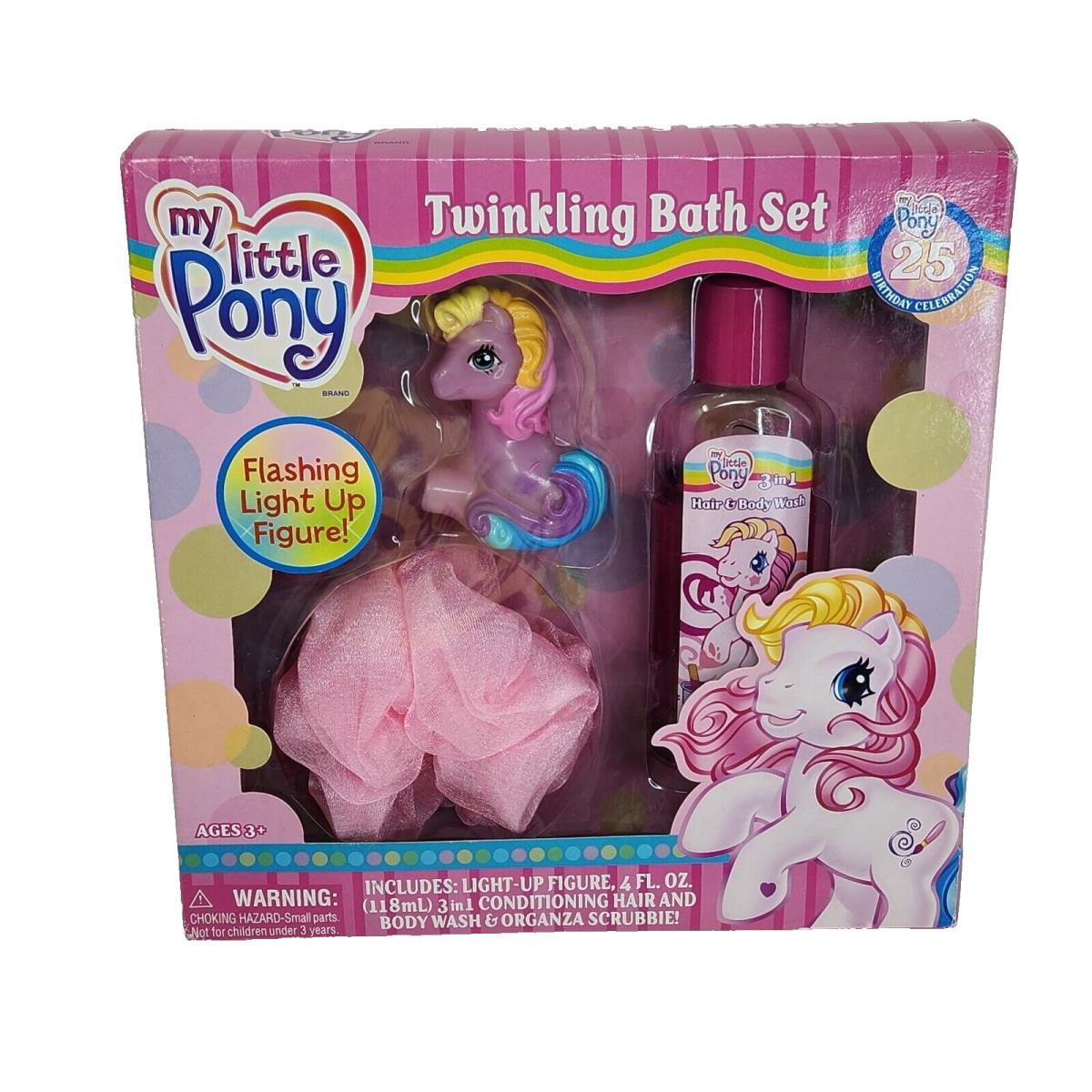 MY Little Pony Twinkling Bath Set W/ Light UP Pony Figure 25TH Birthday Box Set