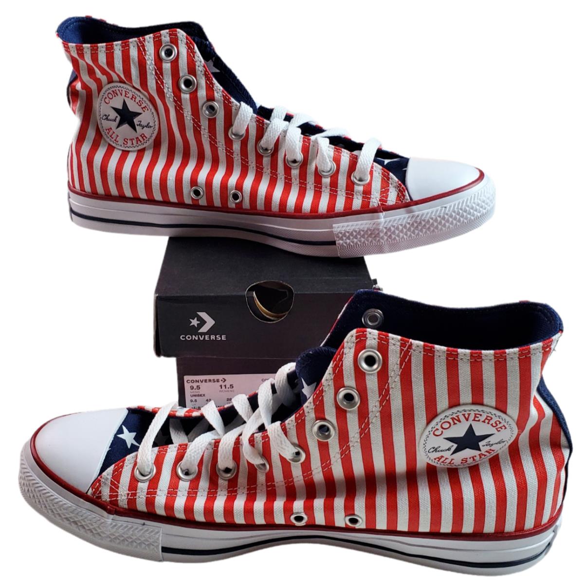 Converse Chuck Taylor Unisex Red White and Blue Mens 9.5 Womens 11.5