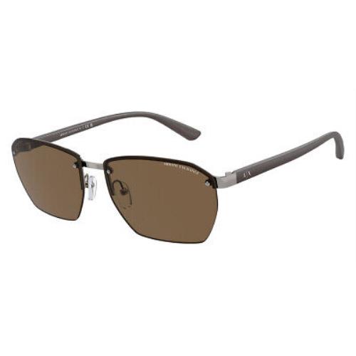 Armani Exchange AX2048S Sunglasses Shiny Gunmetal/matte Brown / Dark Brown