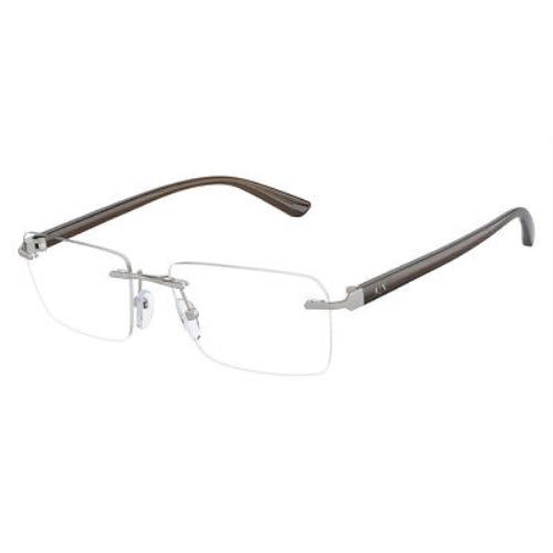 Armani Exchange AX1064 Eyeglasses Matte Silver/shiny Transparent Brown