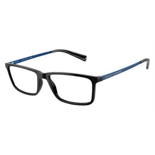 Armani Exchange AX3027F Eyeglasses Shiny Black/matte Bluette