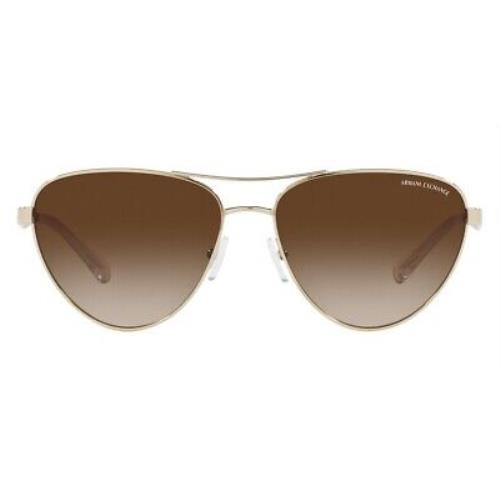 Armani Exchange AX2042S Sunglasses Shiny Pale Gold Gradient Brown 57mm