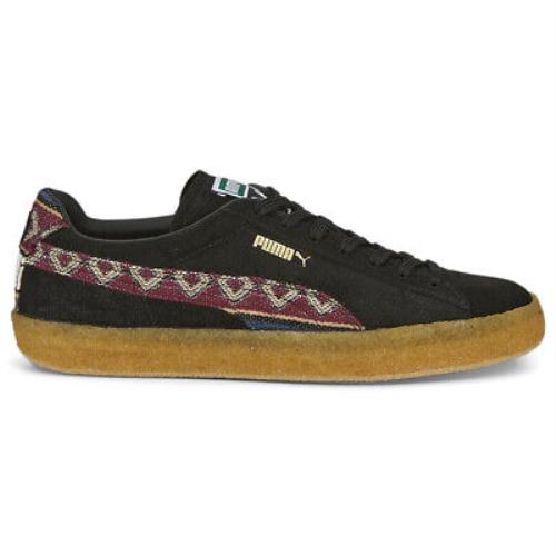 Puma Suede Crepe Pattern Lace Up Mens Black Sneakers Casual Shoes 38666902 - Black