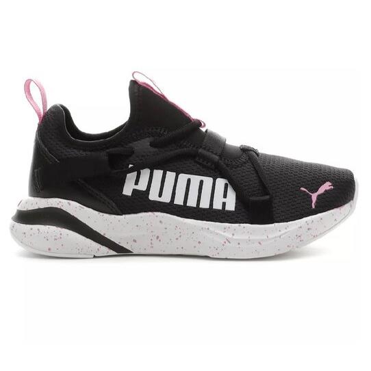 Puma Girls Black Shoe Softride Slip ON Speckle JR 377240 01J