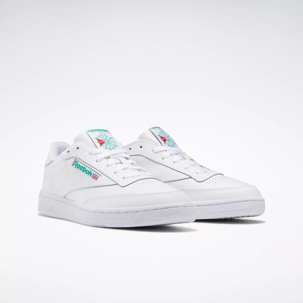 Reebok Club C 85 100000155 Men`s White Green Leather Low Top Tennis Shoes REP13