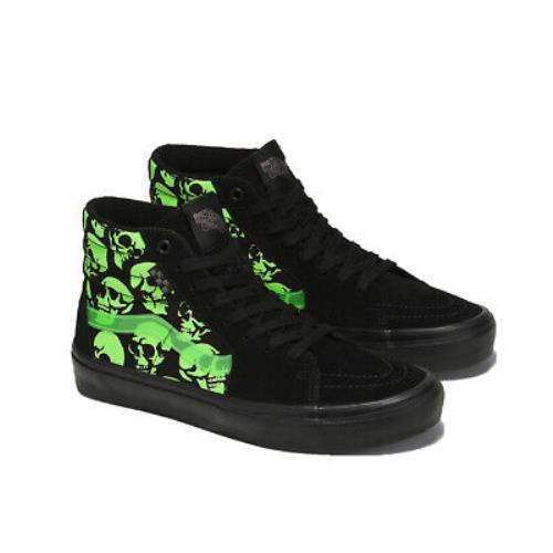 Vans SK8-Hi Glow Skulls Sneakers Black/green Skate Shoes