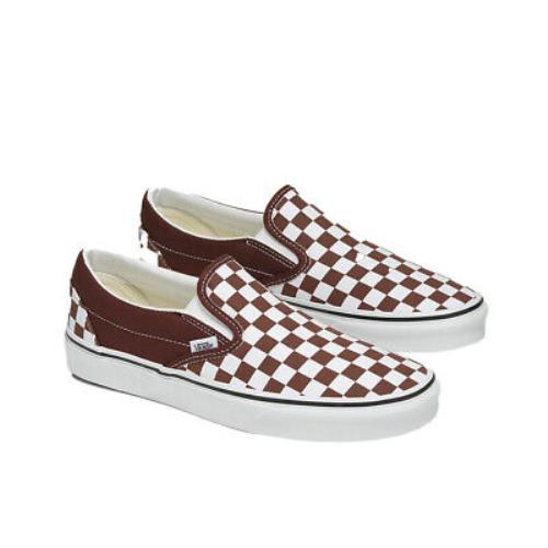Vans Slip-on Color Theory Checkerboard Sneakers Bitter Chocolate Brown Shoes - Bitter Chocolate Brown