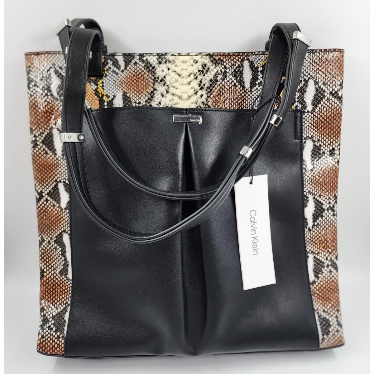 Calvin Klein Nickel Tote Bag Women`s Medium Multi Snake Magnetic Snap