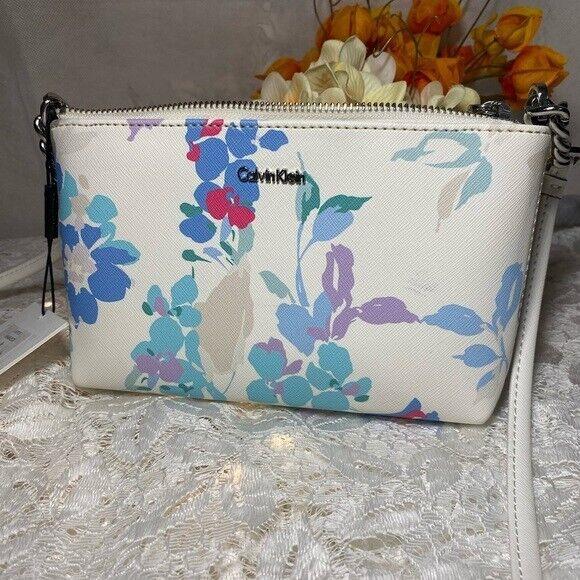 Calvin Klein White Floral Clean Crossbody Purse H8AE42CR