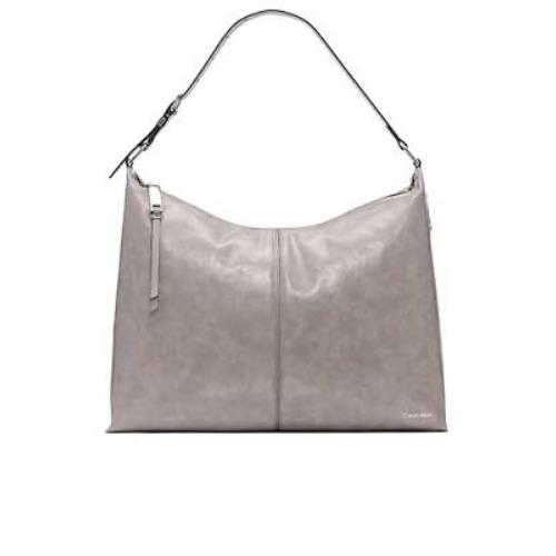 Calvin Klein Max Oversized Top Zip Hobo Shoulder Bag Stone