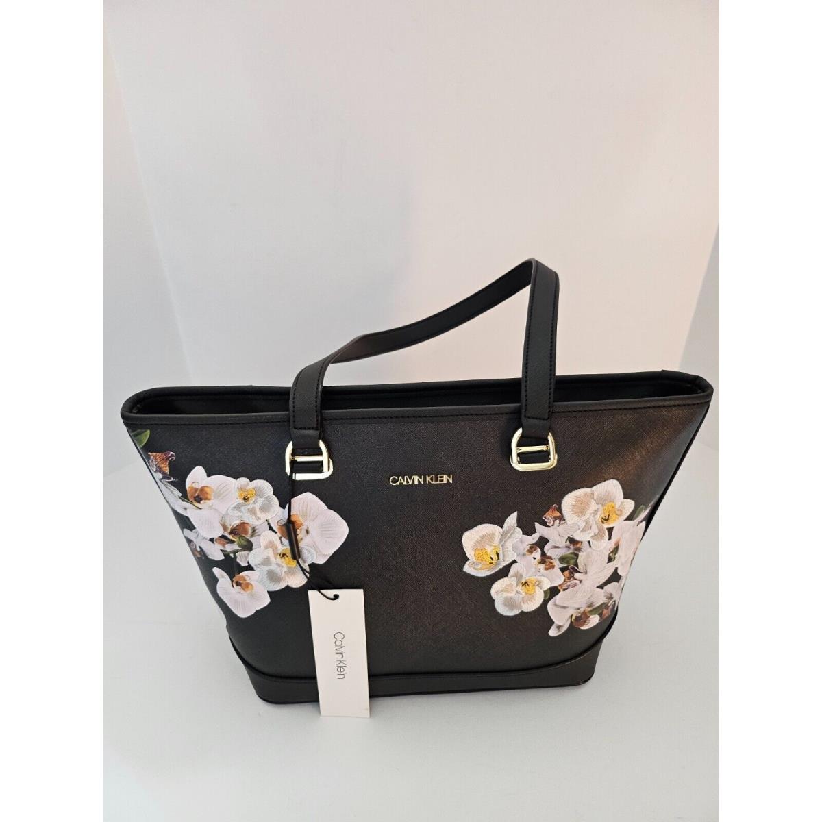 Calvin Klein Janae Orchid Print Tote Black