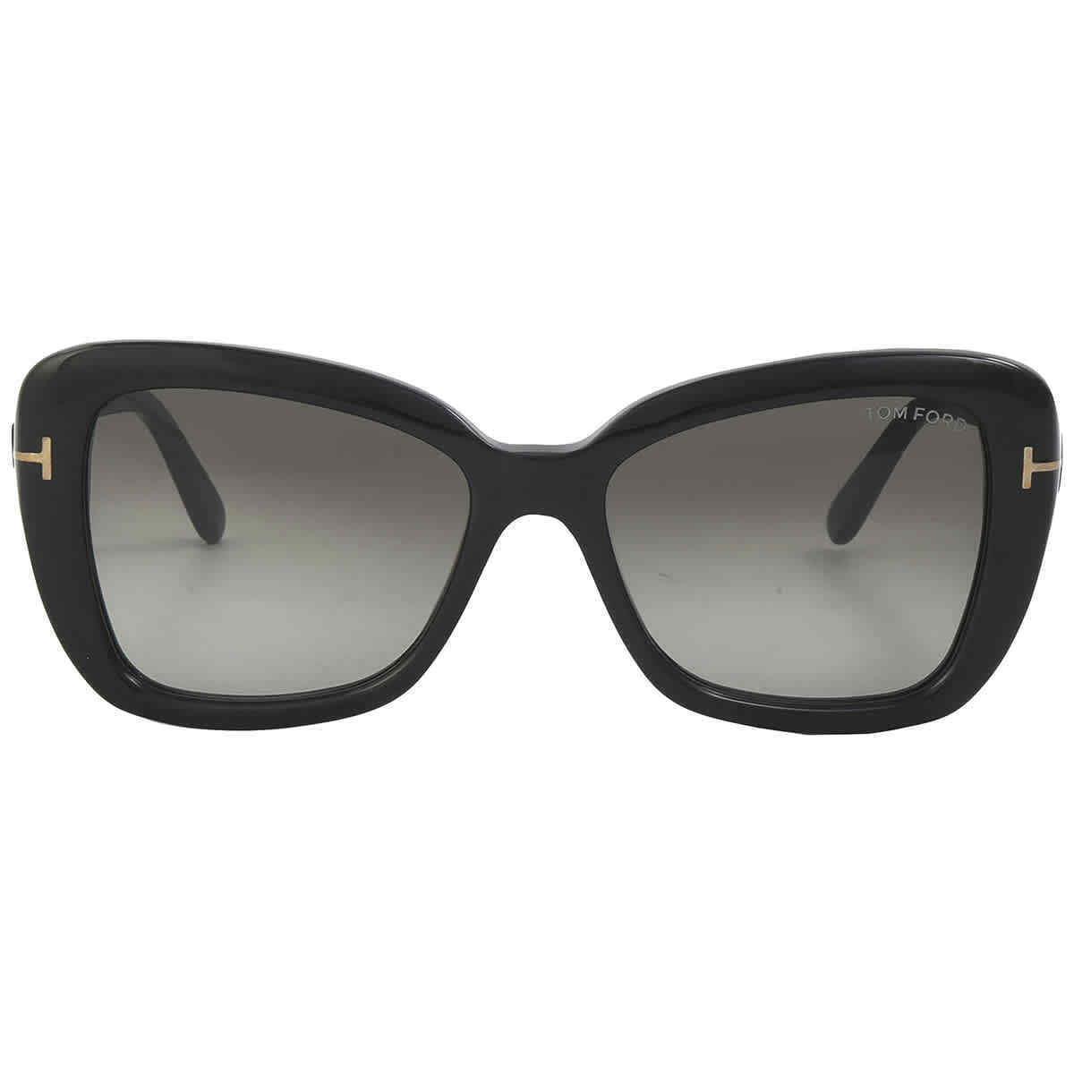 Tom Ford Maeve Smoke Gradient Butterfly Ladies Sunglasses FT1008 01B 55 - Frame: Black, Lens: Grey