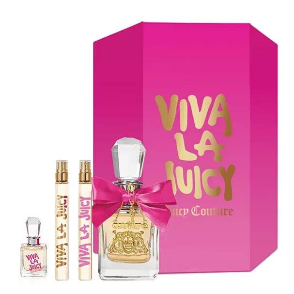 Juicy Couture Viva La Juicy Edp 4 Piece Macys Gift Set 3.4oz Edp Sprays