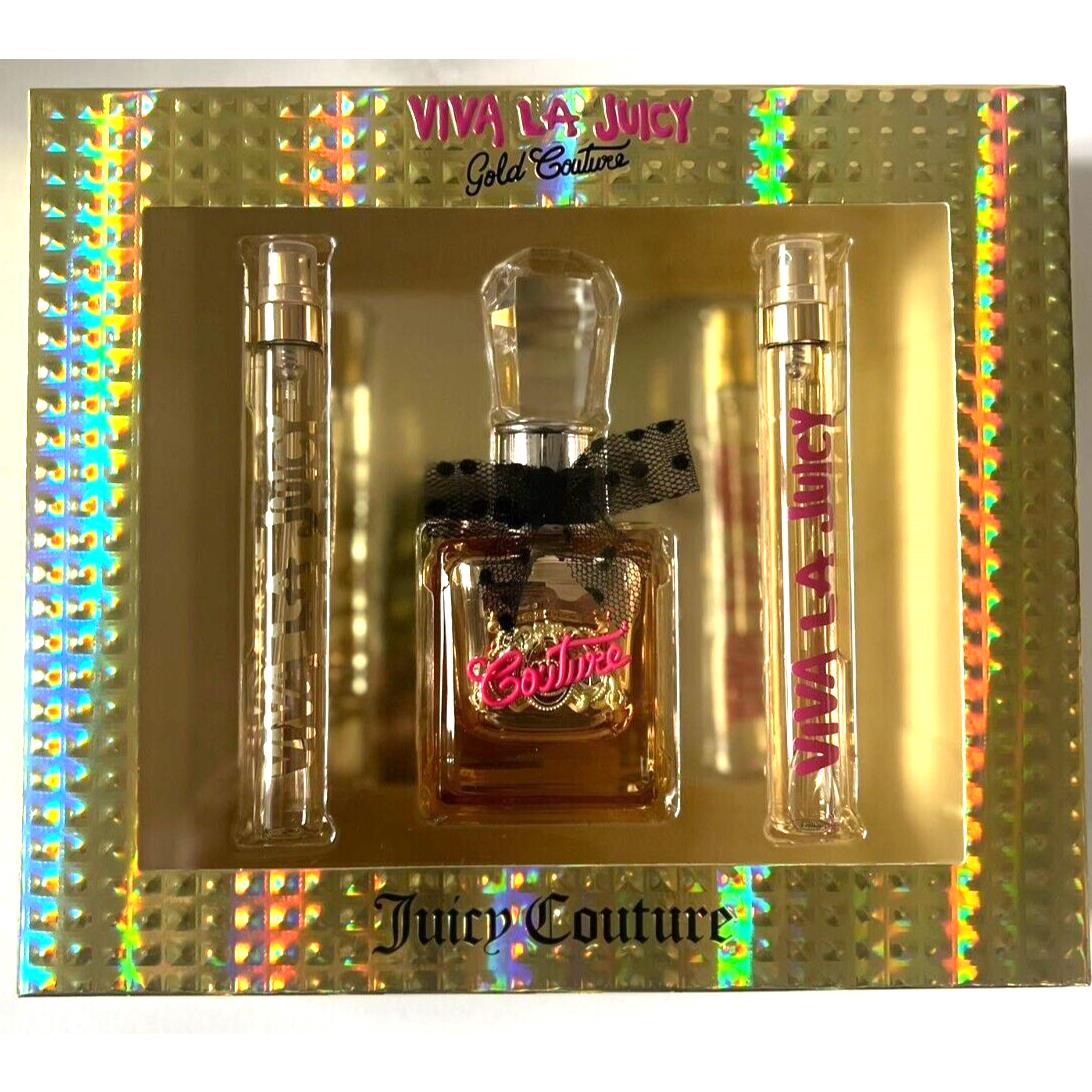 Juicy Couture Viva La Juicy Gold Couture Edp 3 pc Gift Set 1 oz + 2 .33oz