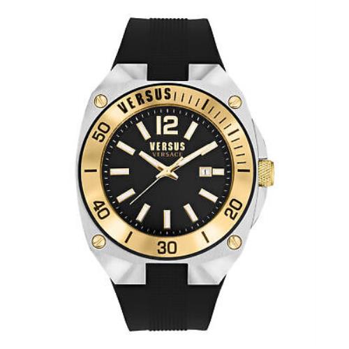 Versus Versace Mens Versus Reaction Stainless Steel 48mm Strap Fashion Watch - Dial: Black, Band: Black