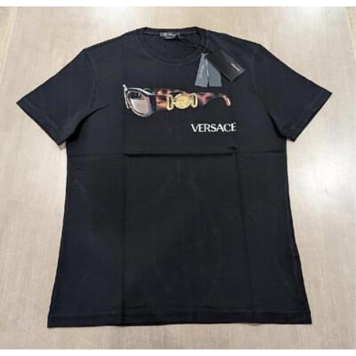 Mens Versace Sunglasses Graphic Crewneck T-shirt Dark Gray Large