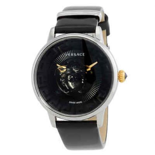 Versace Medusa Alchemy Quartz Black Dial Ladies Watch VE6F00123 - Dial: Black, Band: Black, Bezel: Silver-tone
