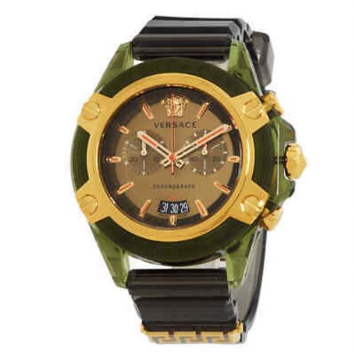 Versace Icon Active Chronograph Quartz Men`s Watch VEZ700321 - Dial: , Band: Black, Bezel: Green