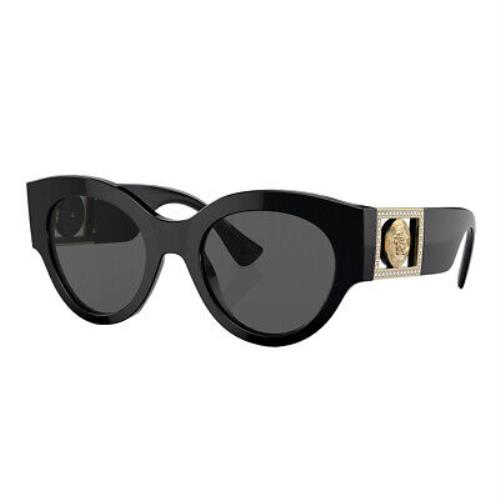 Versace VE 4438B GB1/87 Black Plastic Round Sunglasses Grey Lens