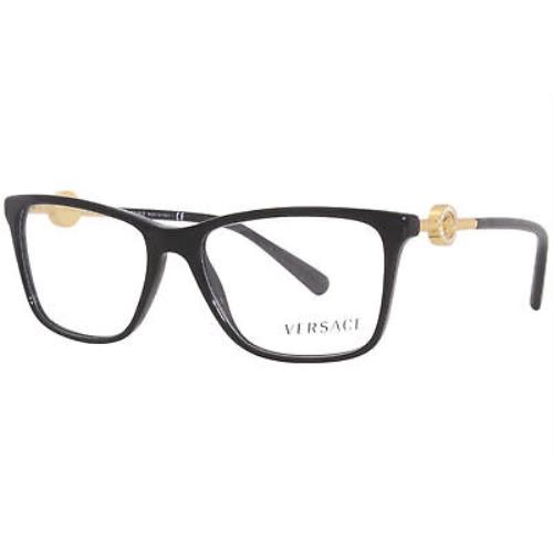 Versace 3299-B GB1 Eyeglasses Frame Women`s Black Full Rim Pillow Shape 55mm