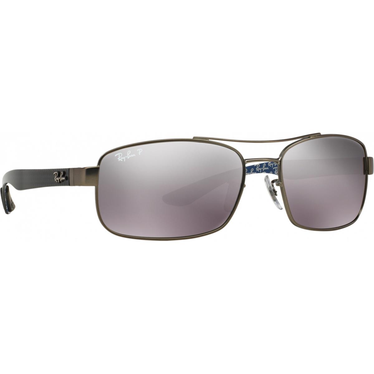 Ray-ban RB8316 029/N8 Gunmetal Rectangle Gray Mirror Polarized 62mm Sunglasses - Frame: Gunmetal, Lens: Gray Mirror