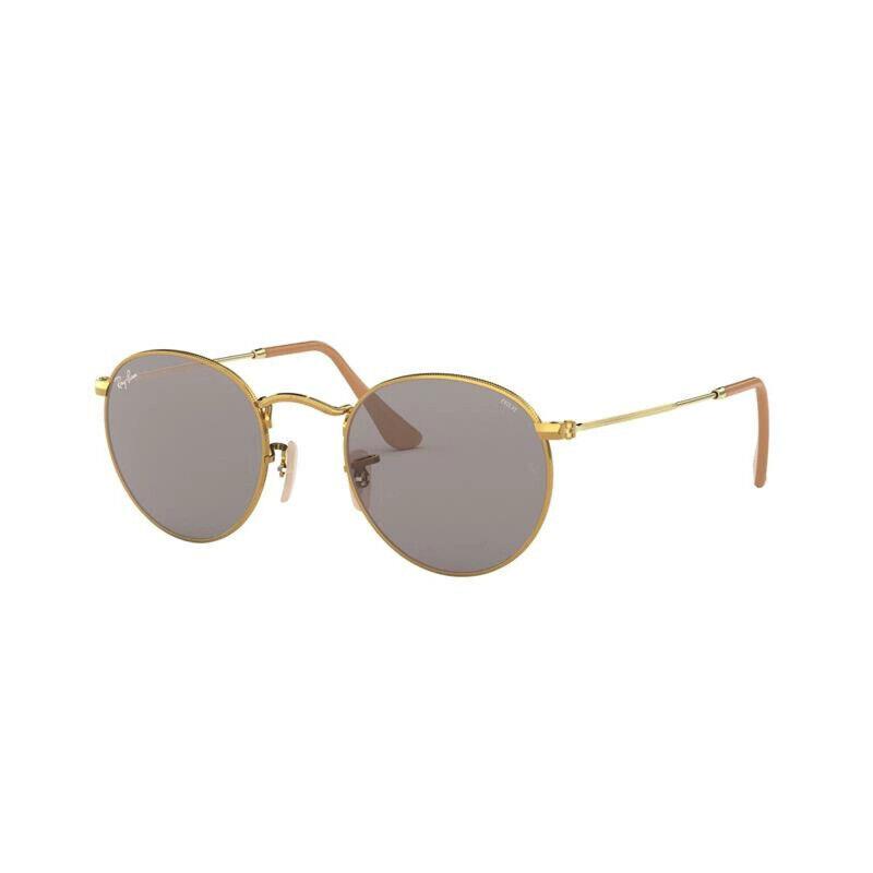 Ray-ban RB3447 9064/V8 Gold Round Gray 50-21-145 Non-polarized Unisex Sunglasses - Frame: Gold, Lens: Gray