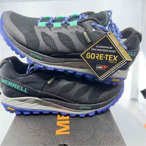 Merrell Womens Antora Gtx Gore-tex Running Sneakers Black/blue 7.5 M J066122