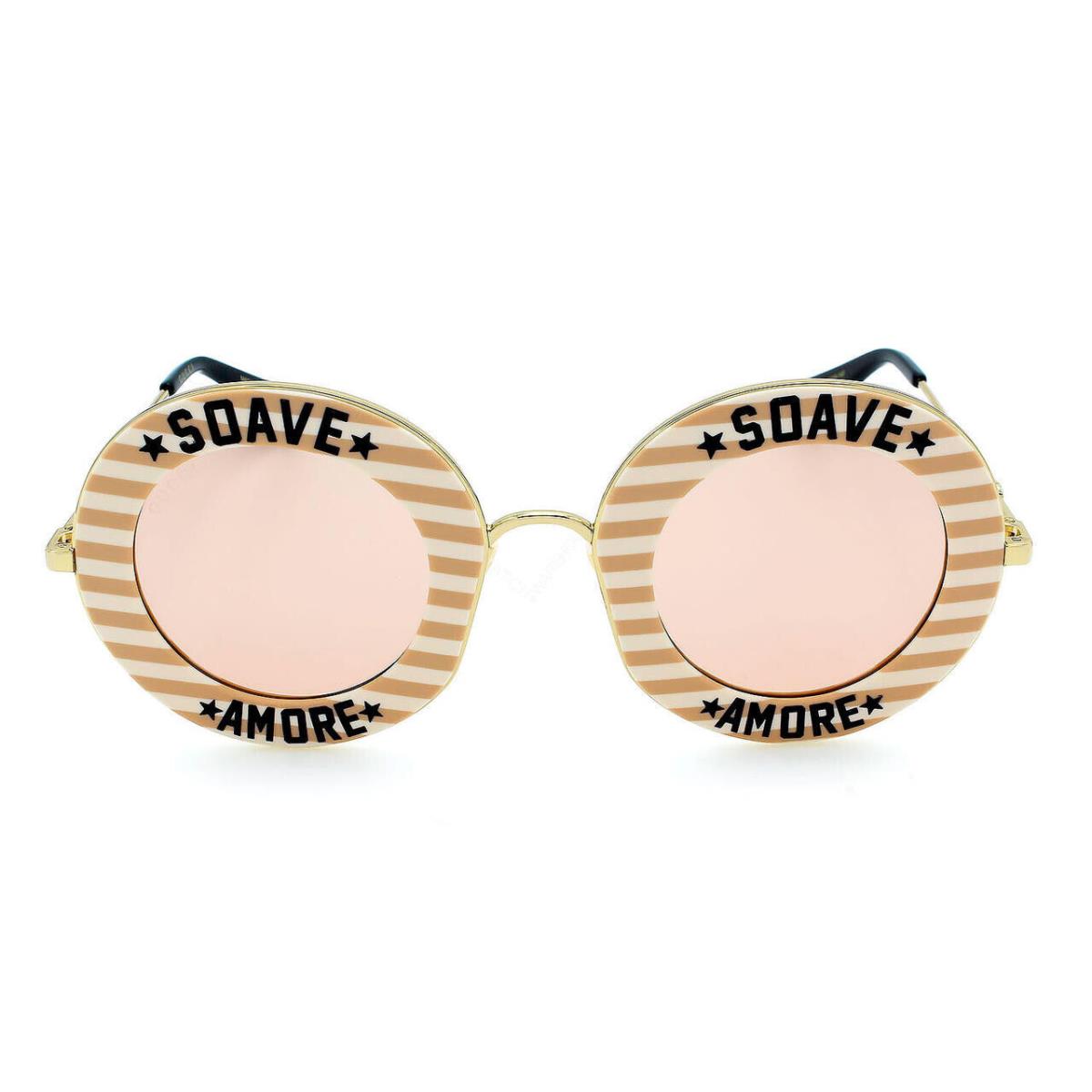 Gucci Nude/gold/pink Lens 44-30-140MM Women`s Sunglasses GG0113S 009