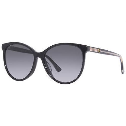 Gucci GG0377SKN 001 Sunglasses Women`s Black/grey Gradient Cat Eye 57mm