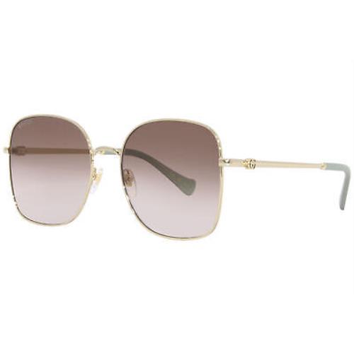 Gucci GG1143S 002 Sunglasses Women`s Gold/brown Gradient Lens Square Shape 59mm