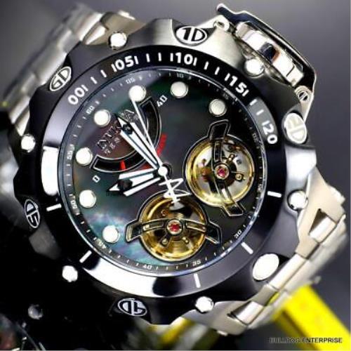 Invicta Reserve Venom Hybrid Double Open Heart Automatic Black Mop Watch