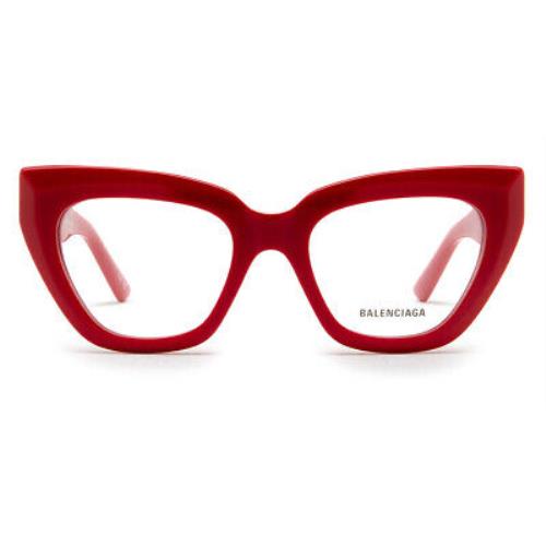 Balenciaga BB0238O Eyeglasses Women Red Cat Eye 50mm