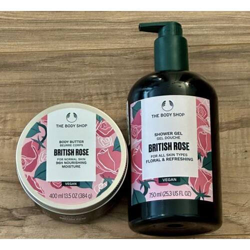 The Body Shop British Rose Body Butter 13.5 oz Jumbo Shower Gel 25.3 oz
