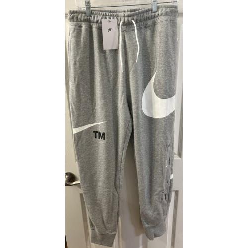 Nike Sportswear Swoosh Logo Mens Size XL Fleece Pants Grey White DR8951-063