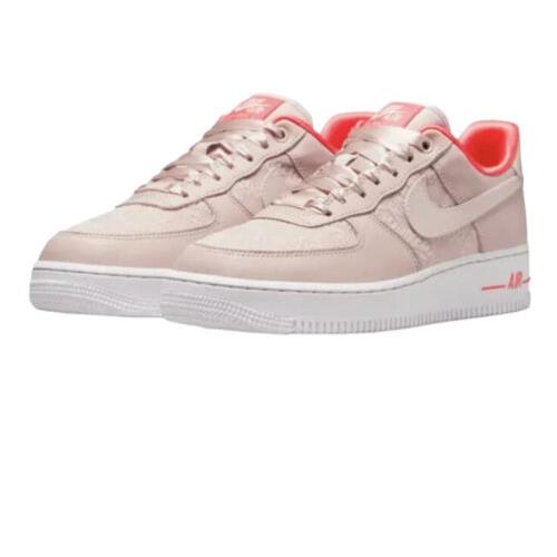Size 9.5 - Nike Air Force 1 `07 `fossil Stone Laser Crimson` - DQ7782-200