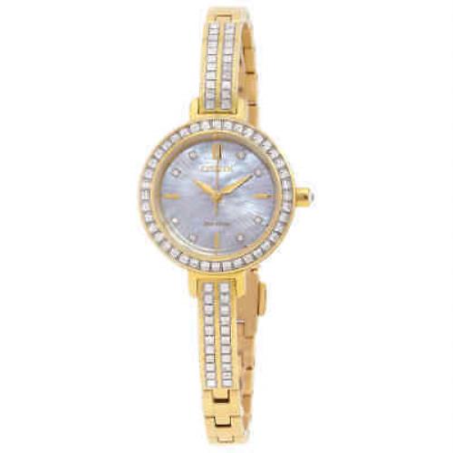 Citizen Silhouette Crystal Eco-drive Ladies Watch EM0862-56D - Dial: White, Band: Gold, Bezel: Gold