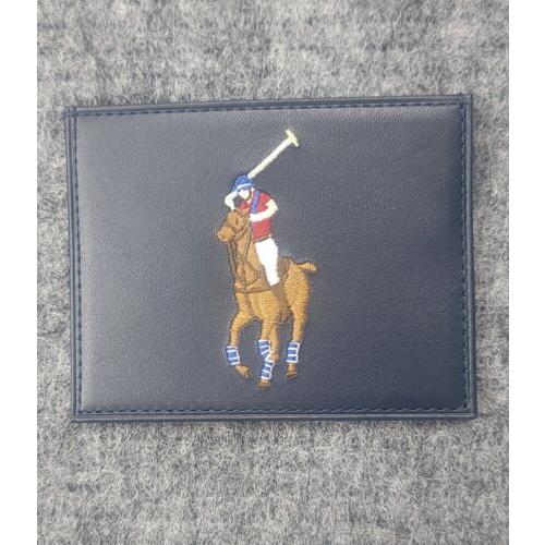 Polo Ralph Lauren Men`s Big Pony Card Case Wallet Dark Navymsrp