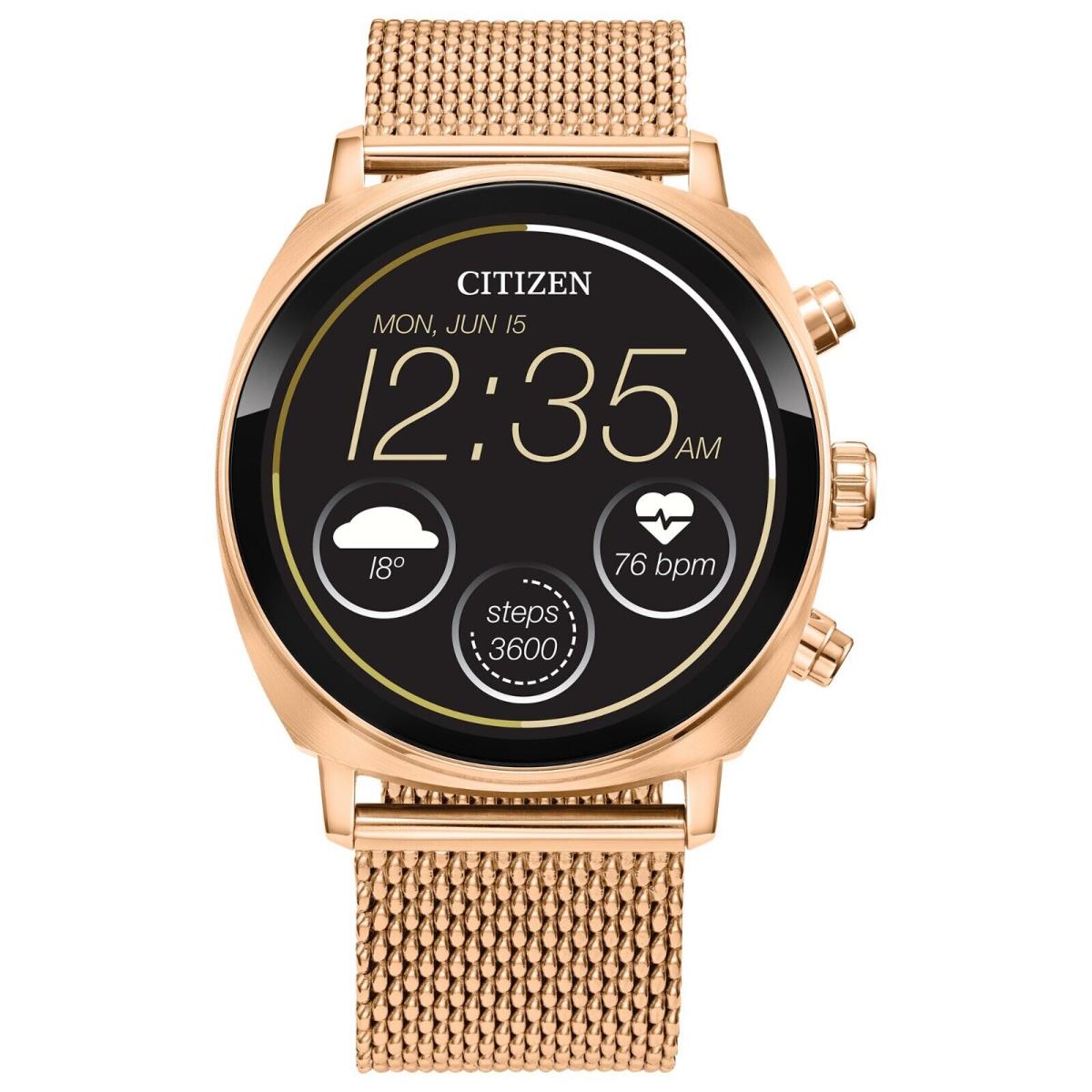 Citizen CZ Smart Touchscreen Rose Gold Mesh Smart Watch 41MM MX1003-71X