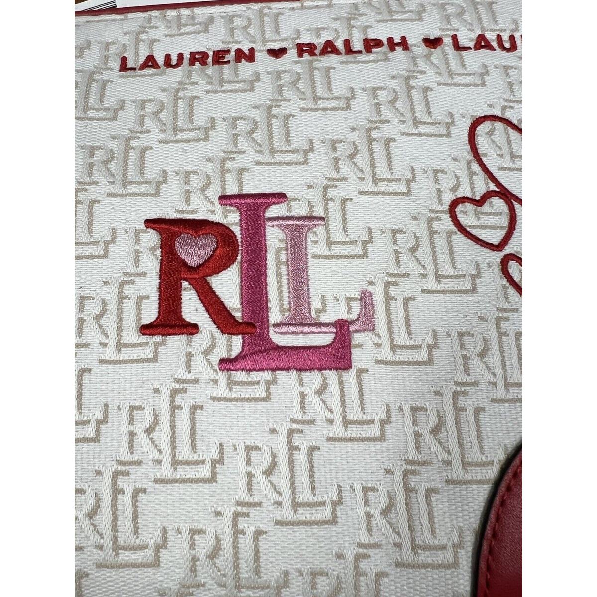 Lauren Ralph Lauren Embroidered Logo Hearts Pouch Clutch