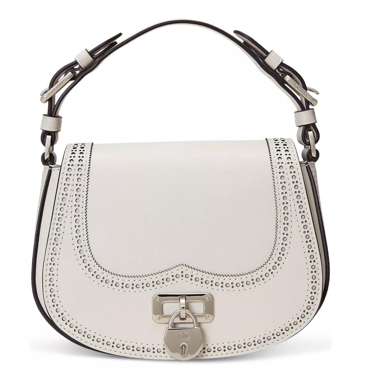Ralph Lauren Perforated Leather Tanner Crossbody Bag White