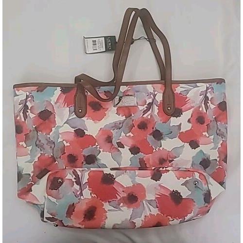 Lauren By Ralph Laren Floral Tote Bag Coral Mult