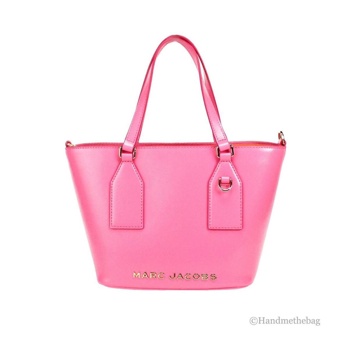 Marc Jacobs Small Candy Pink Saffiano Leather Tote Crossbody Bag