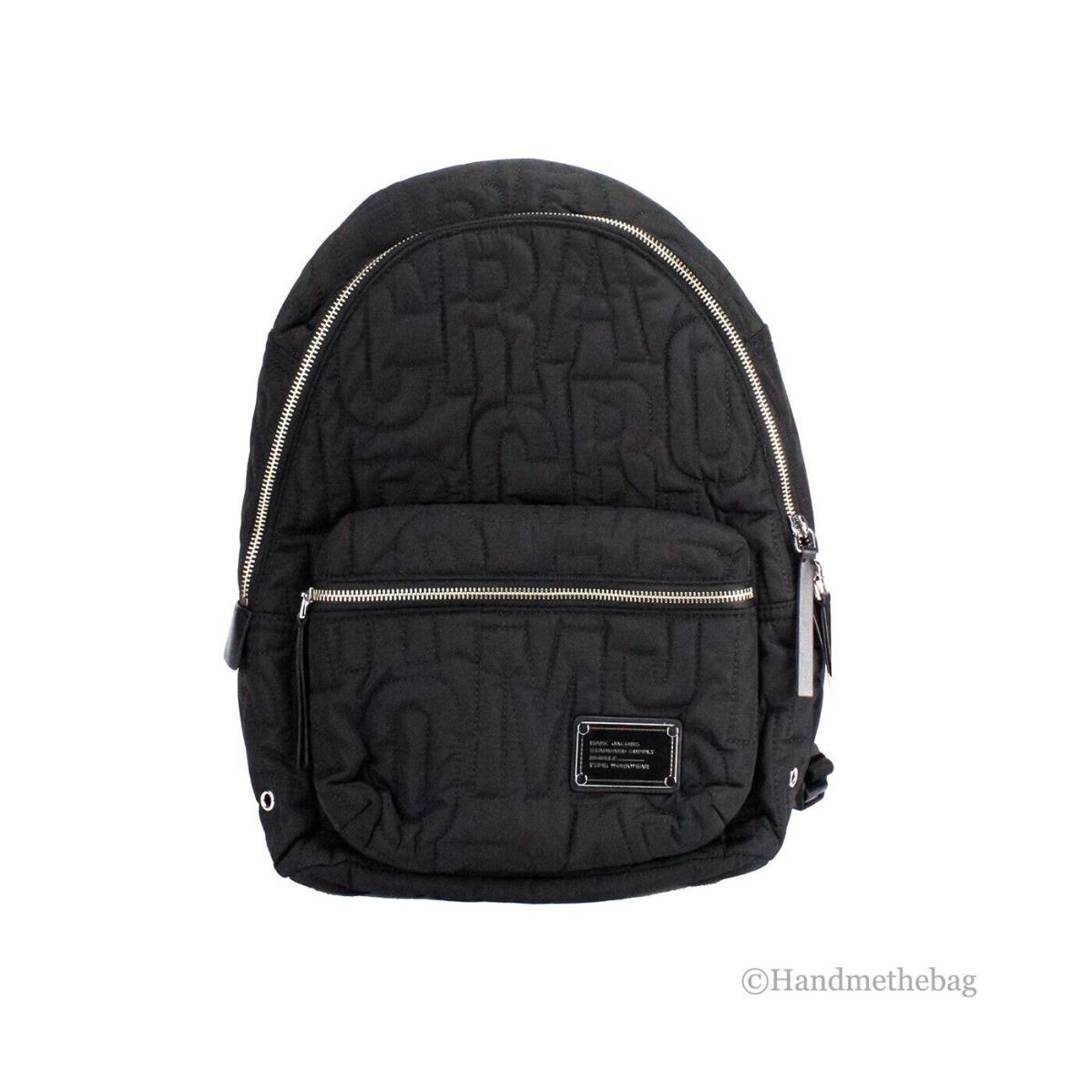 Marc Jacobs Medium Black Monogram Quilted Puffy Nylon Backpack Bookbag