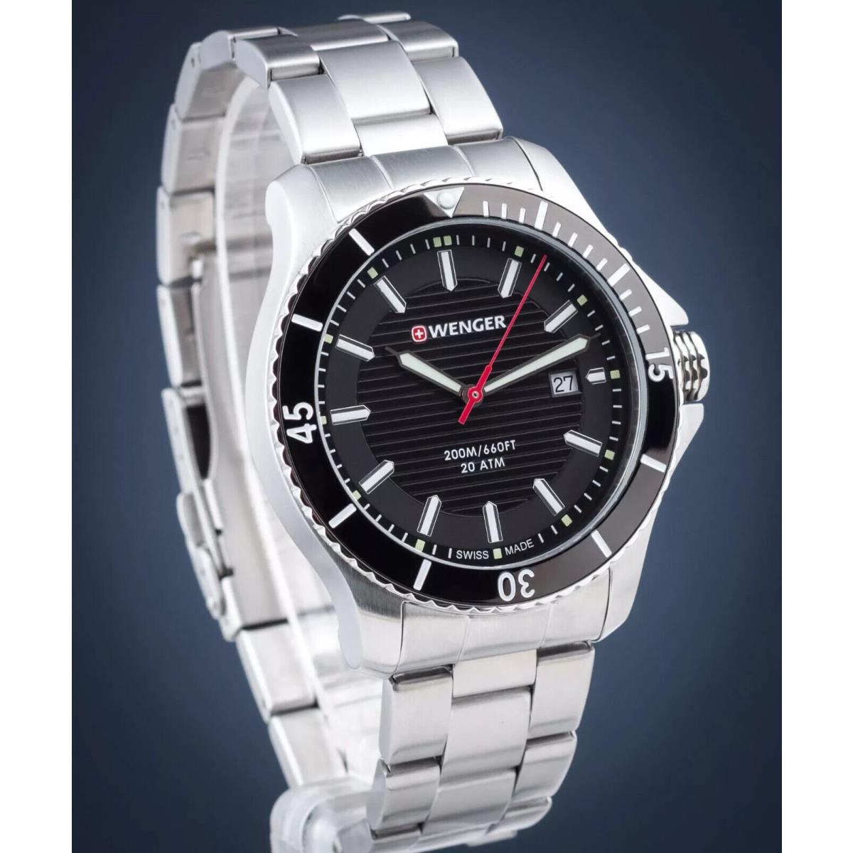 Wenger Seaforce Black Dial Stainless 0641 18 200 m 20 Atm