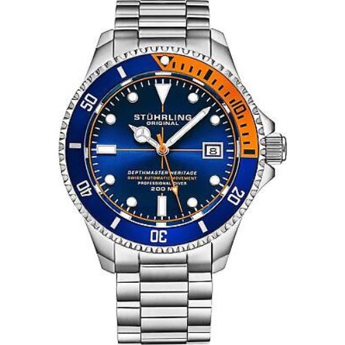 Stuhrling Mens Automatic Stainless Steel Dive Watch with