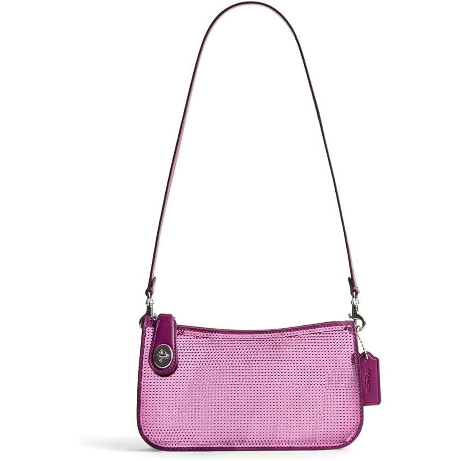 Coach Women`s Sequin Penn Dark Magenta Shoulder Bag One Size - Handle/Strap: Purple, Hardware: Silver, Exterior: Dark Magenta