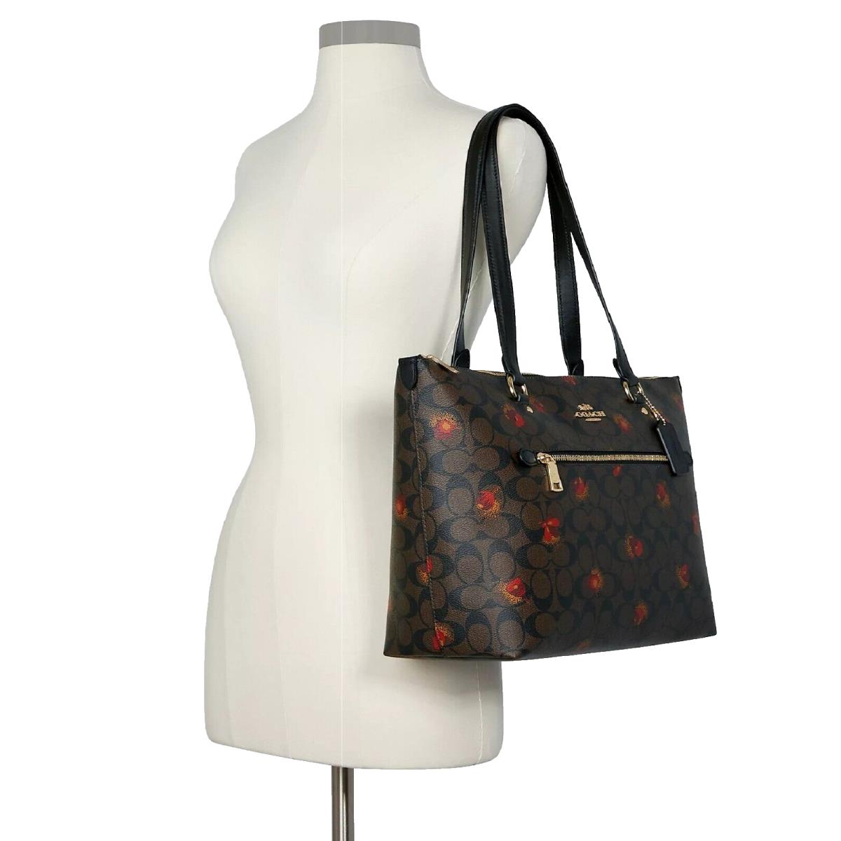 Coach C5803 Gallery Tote In Signature Canvas with Pop Floral Print Gold Hardware