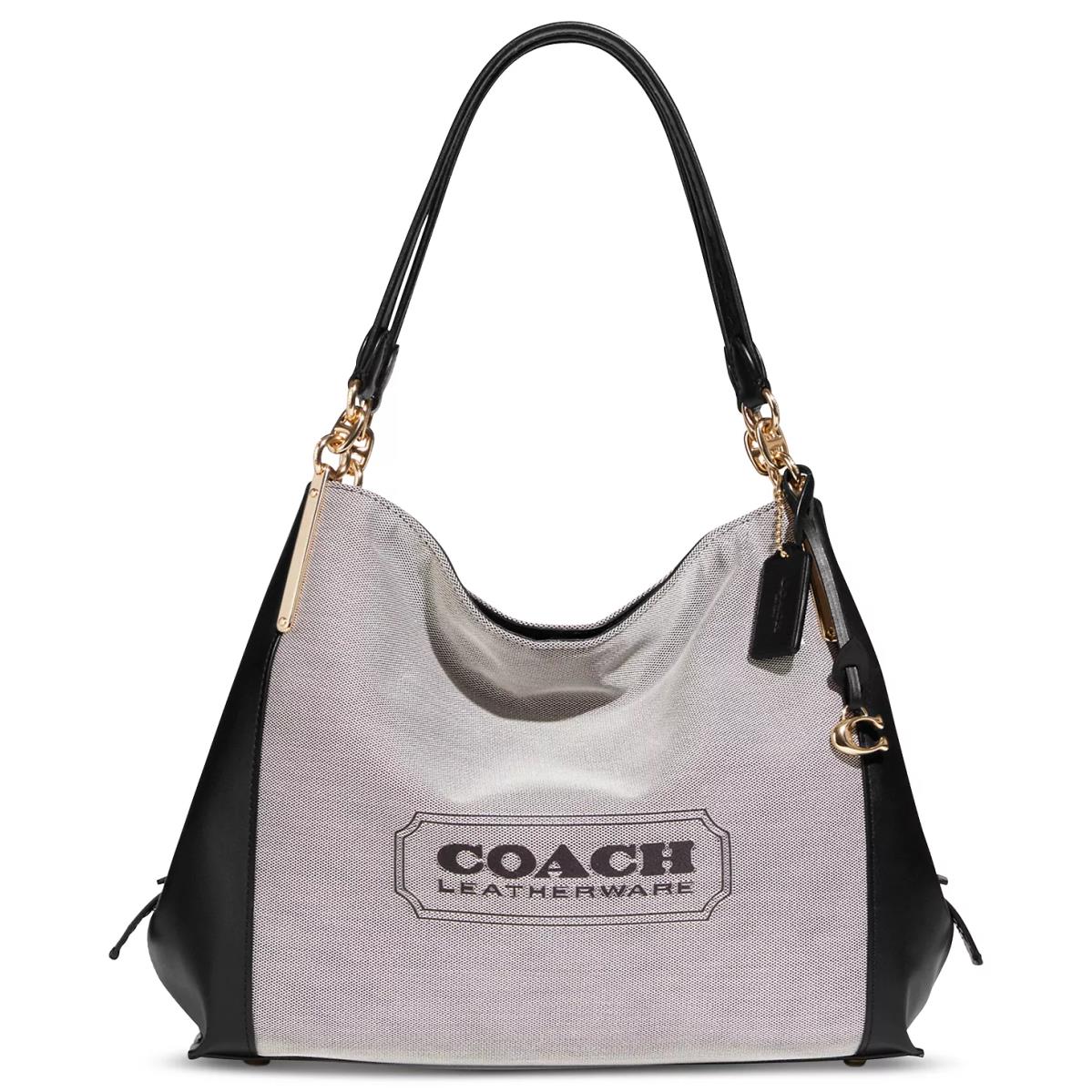 Coach Badge Black Grey Jacquard Dalton 31 Shoulder Bag C9078