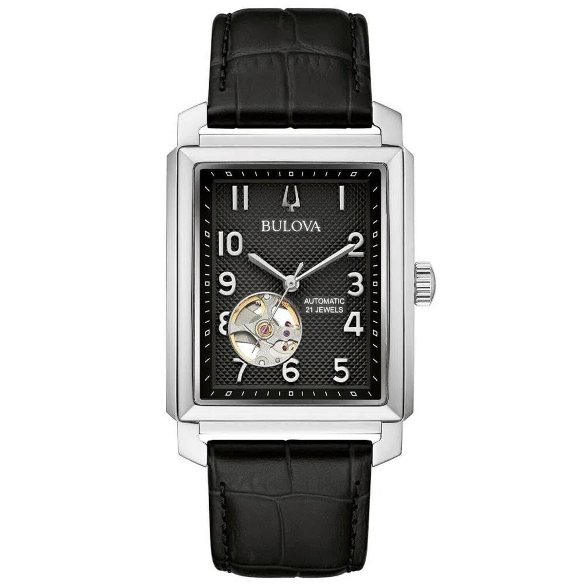 Bulova Ladies Classic Sutton Automatic - 96A269 Black Watches - Dial: Black, Band: Black, Bezel: Silver