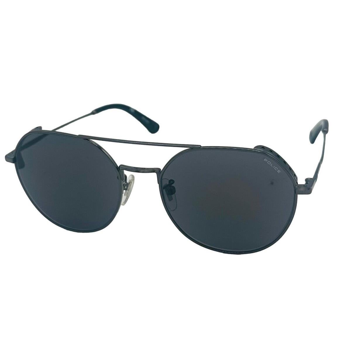 Police Mens Dark Gunmetal Round Metal Sunglass Smoke Lens Spl 636 568